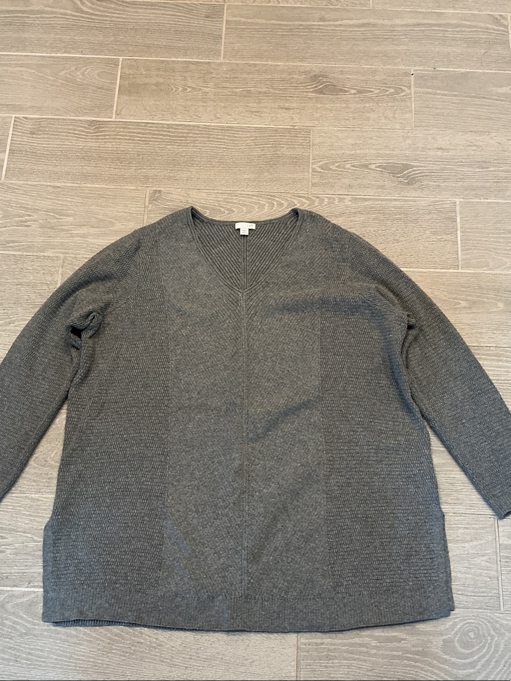 J. Jill Women's Gray V-Neck Sweater Side Slits Sz 2X